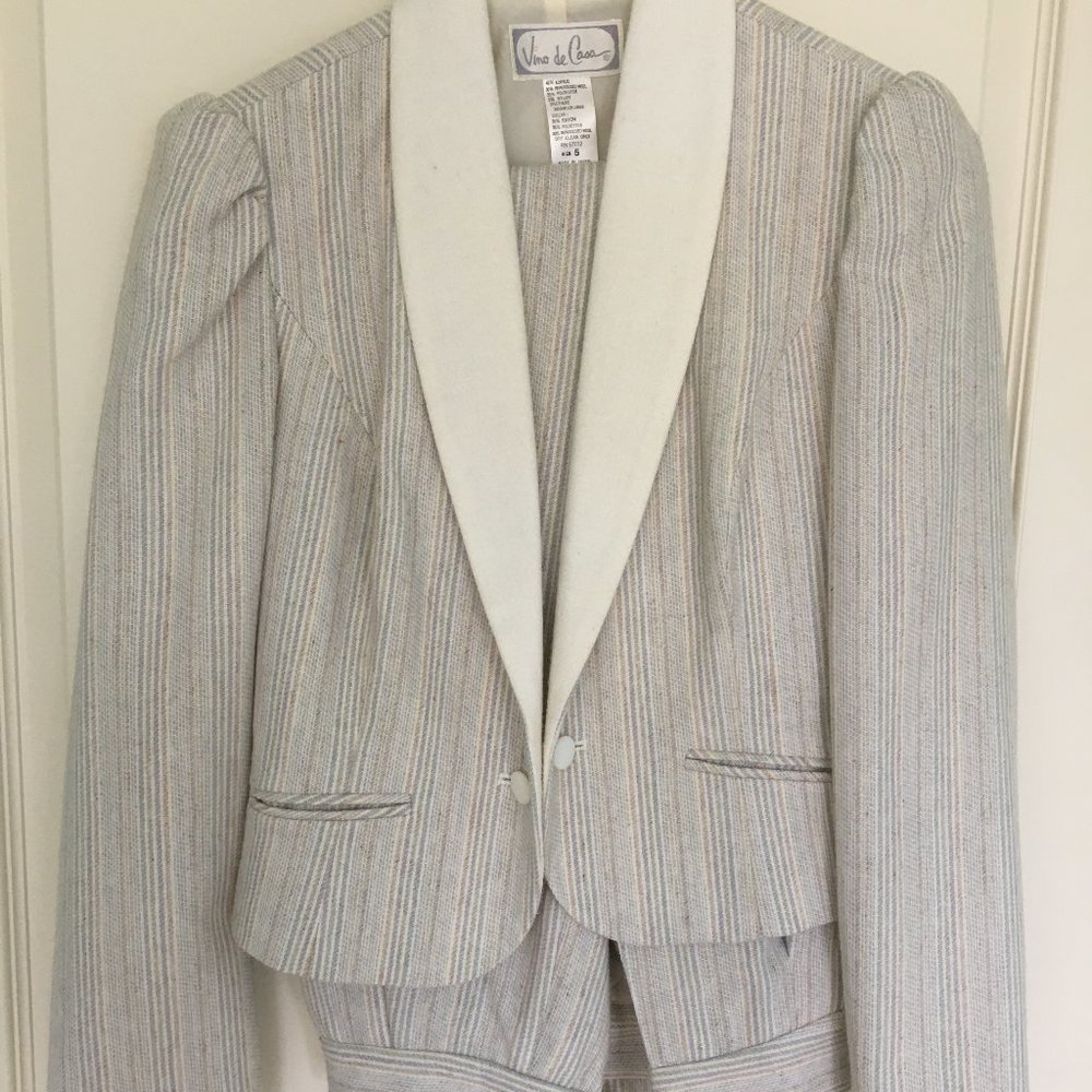 Vintage striped pantsuit cream size 5